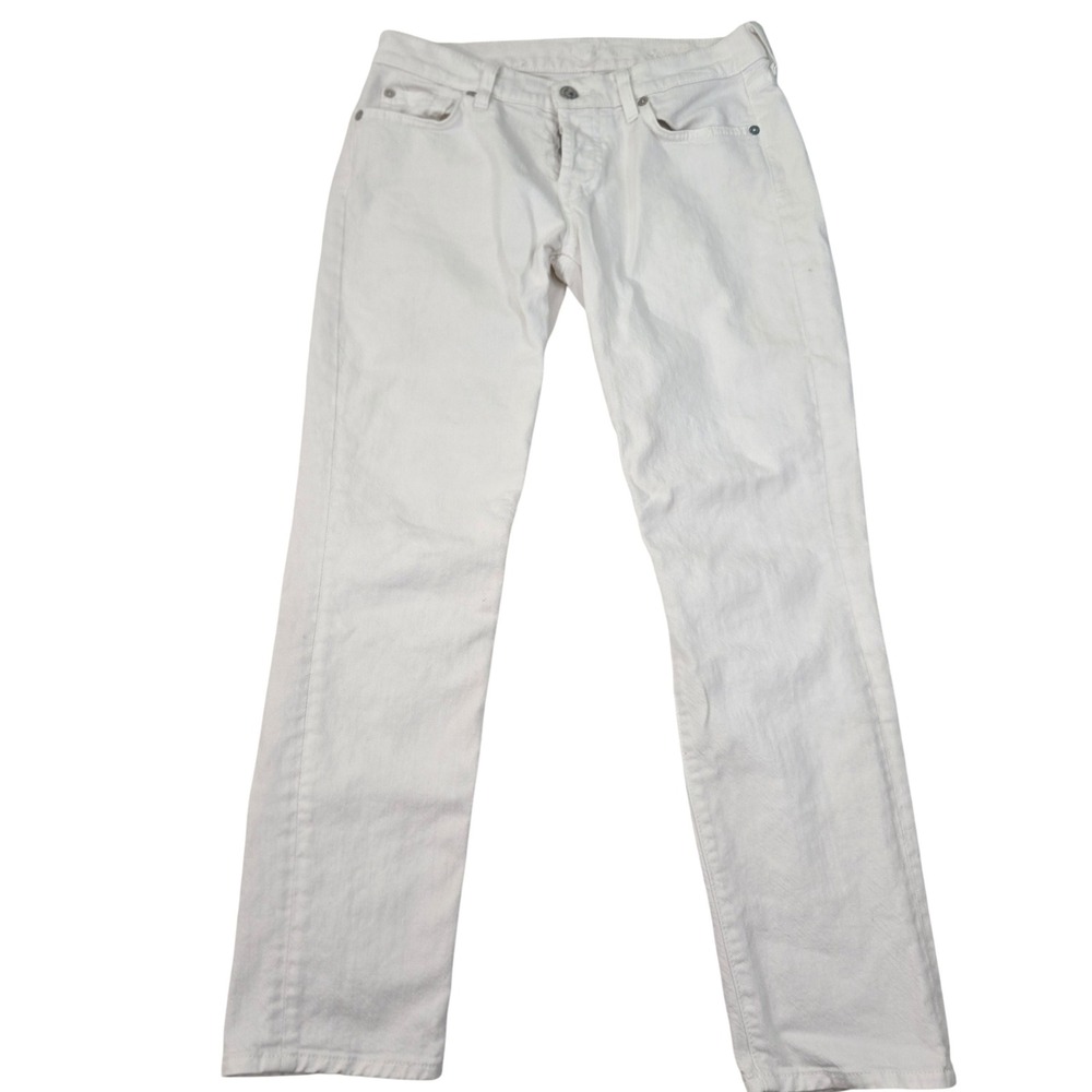 7 For All Mankind Josefina Skinny Boyfriend White Jeans Made‎ in USA Sz 25